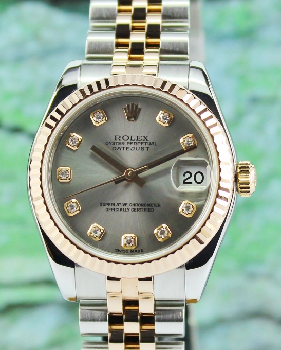 (image for) A ROLEX MID SIZE 18K ROSE GOLD OYSTER PERPETUAL DATEJUST / 178271